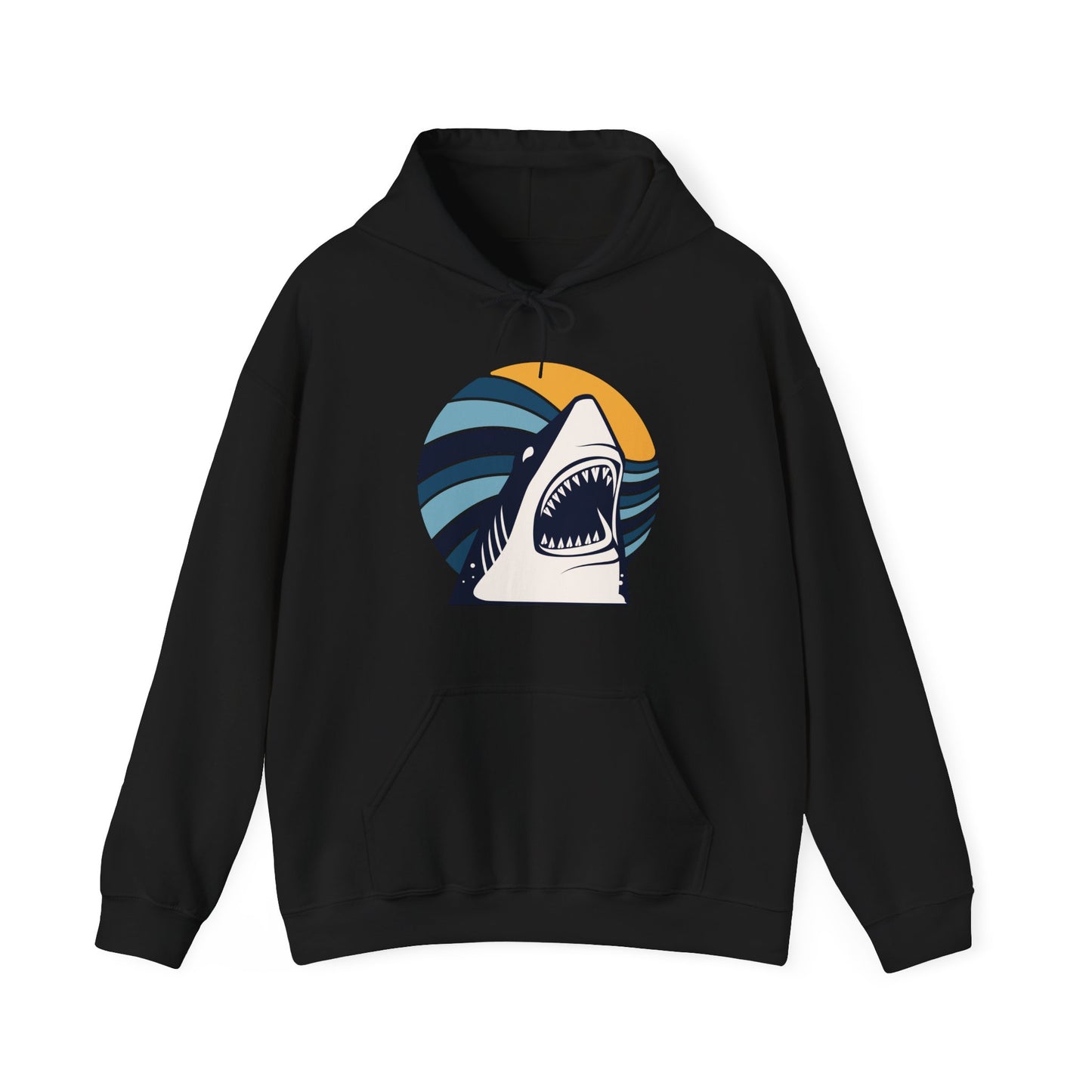 Shark and Waves With Sunset Graphic Hoodie