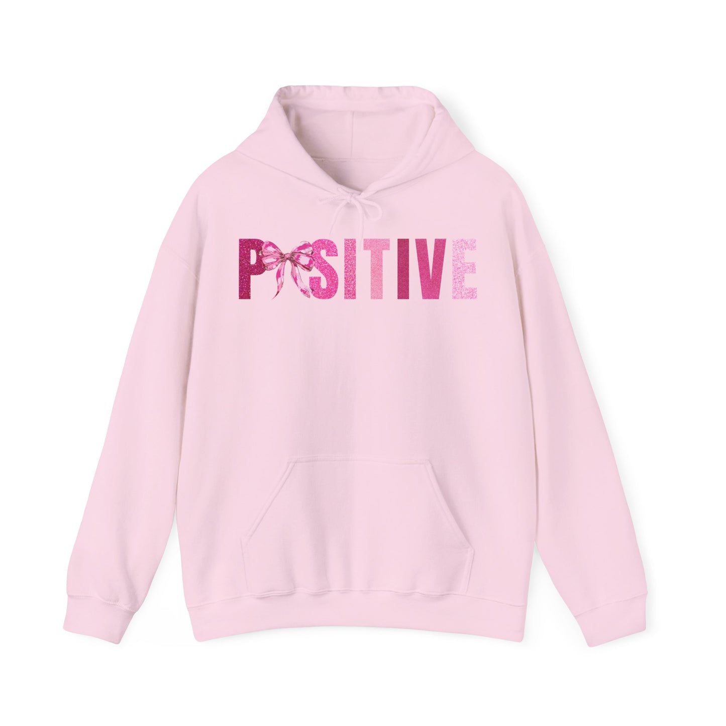 Positive With Coquette Bow Glitter Pink Graphic Hoodie