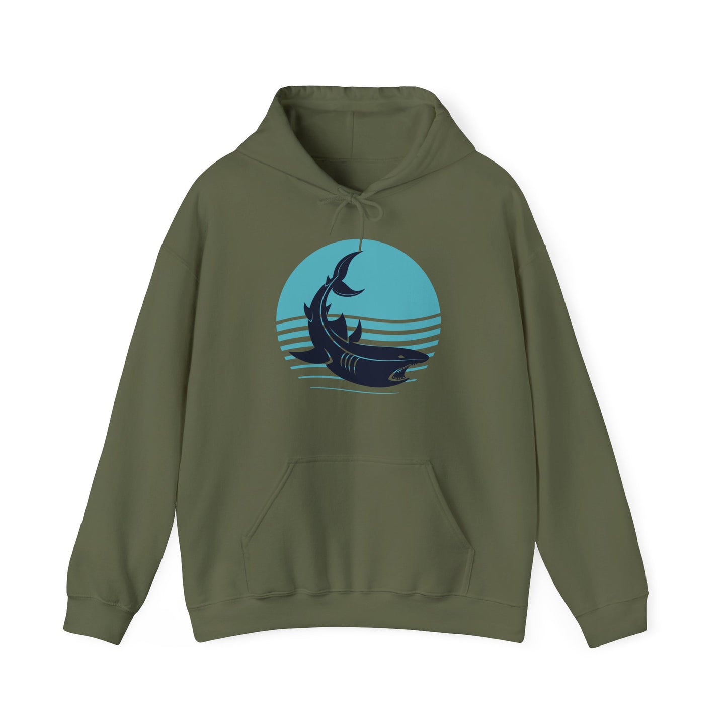 Shark Graphic and Waves Hoodie
