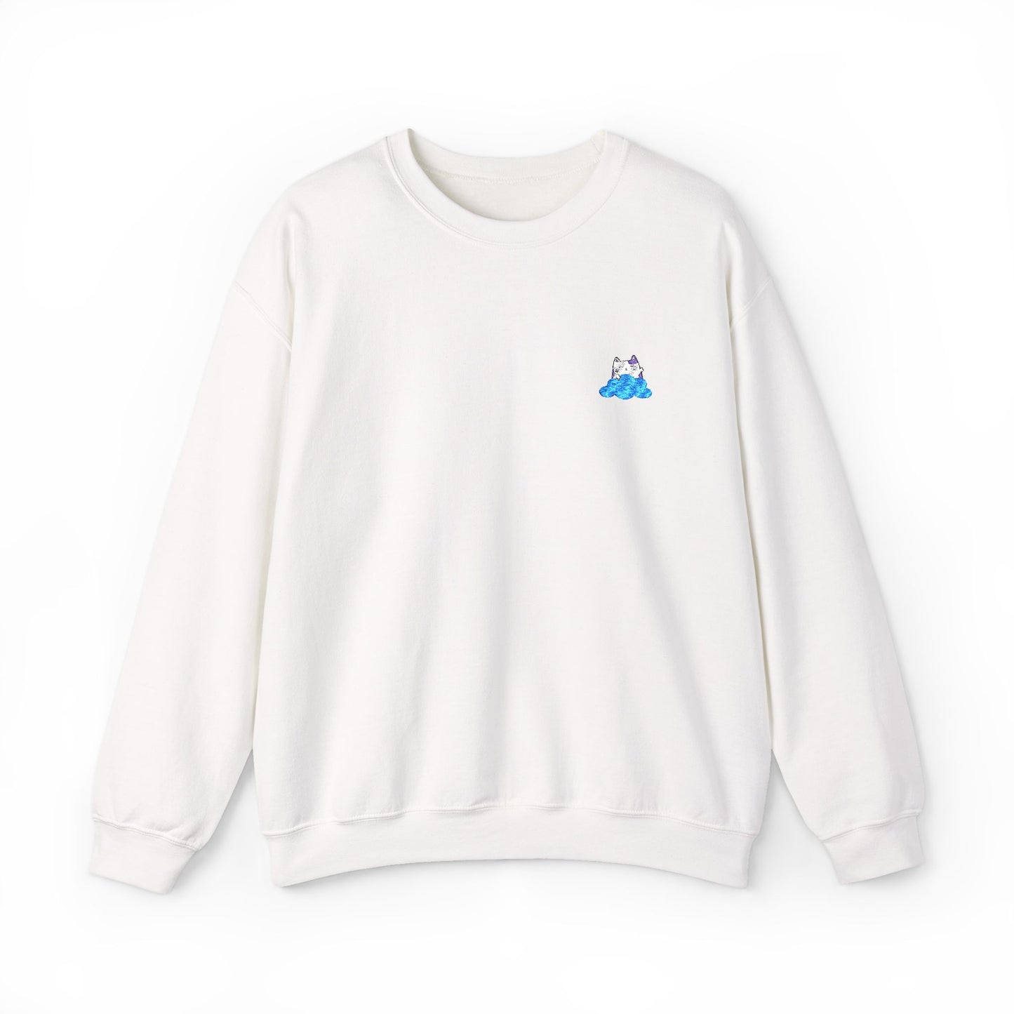 Embroidered Cute Kawaii Cartoon Cat and Cloud Sweatshirt