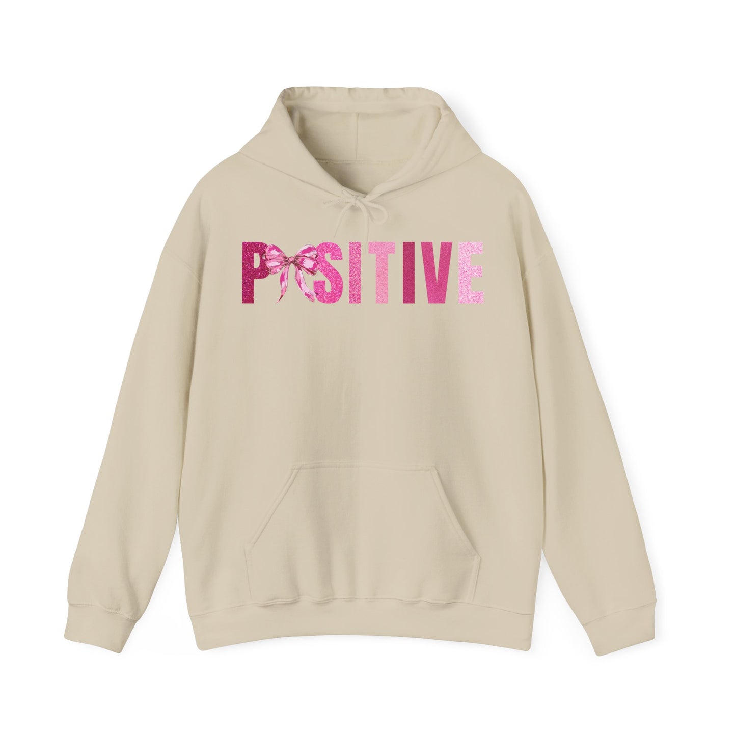 Positive With Coquette Bow Glitter Pink Graphic Hoodie