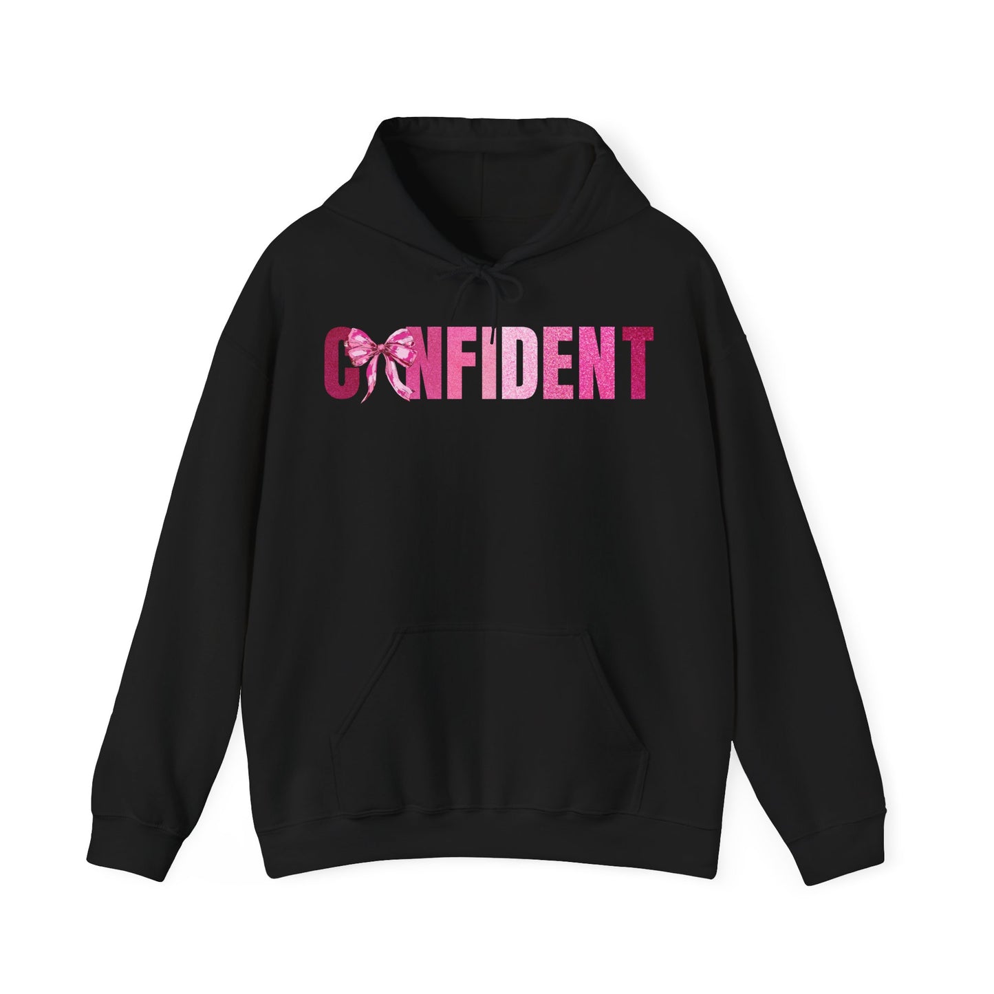 Confident Glitter Pink Coquette Bow Hoodie