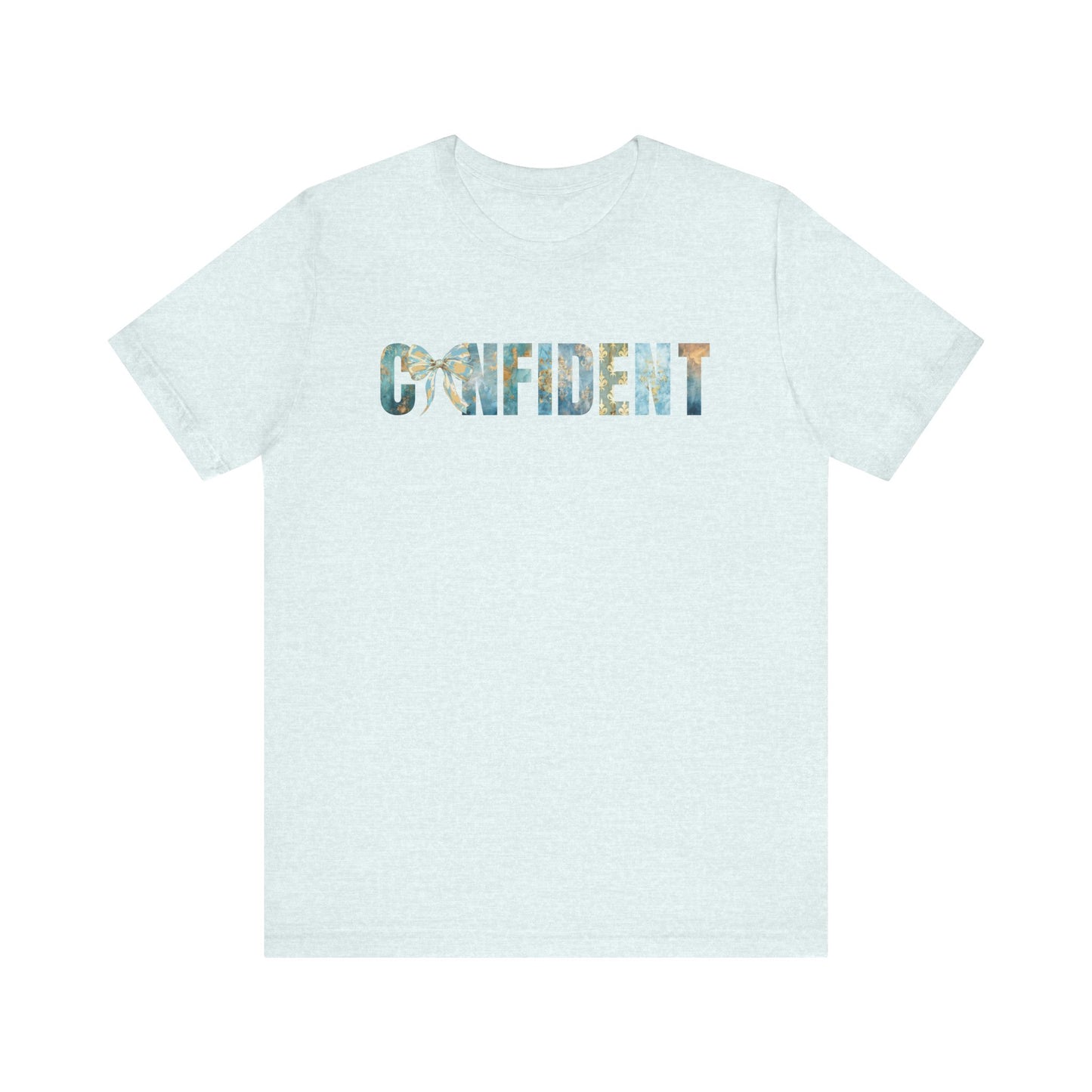 Confident With Blue and Golden Coquette Bow T-shirt