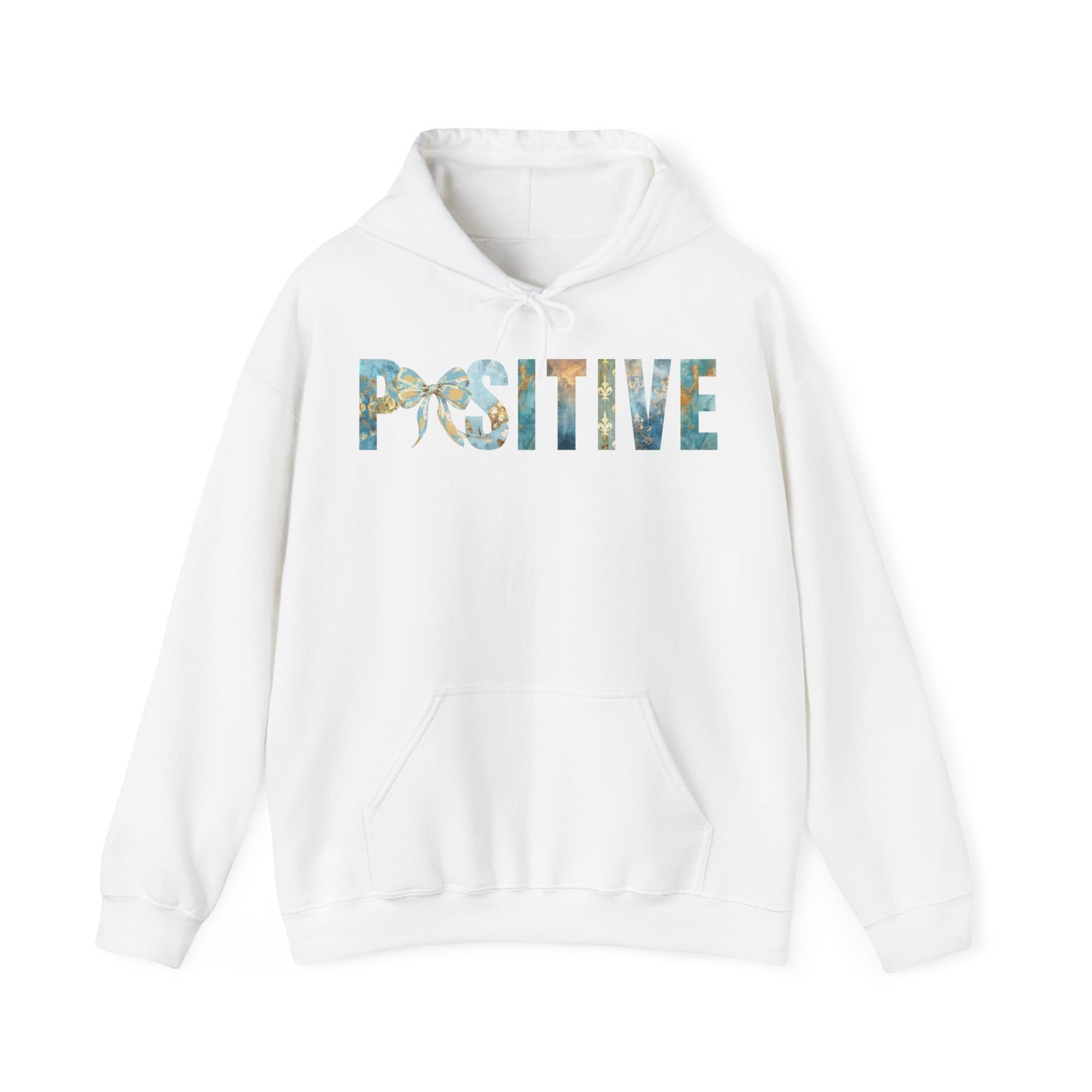 Positive Inspirational Coquette Bow Blue Golden Patterns Hoodie