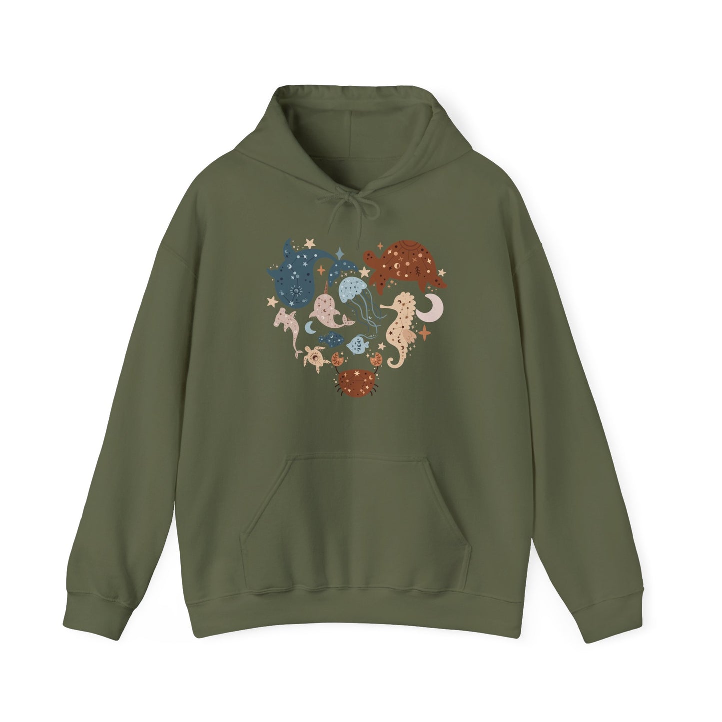 Celestial Sea Animals In Heart Shape Hoodie