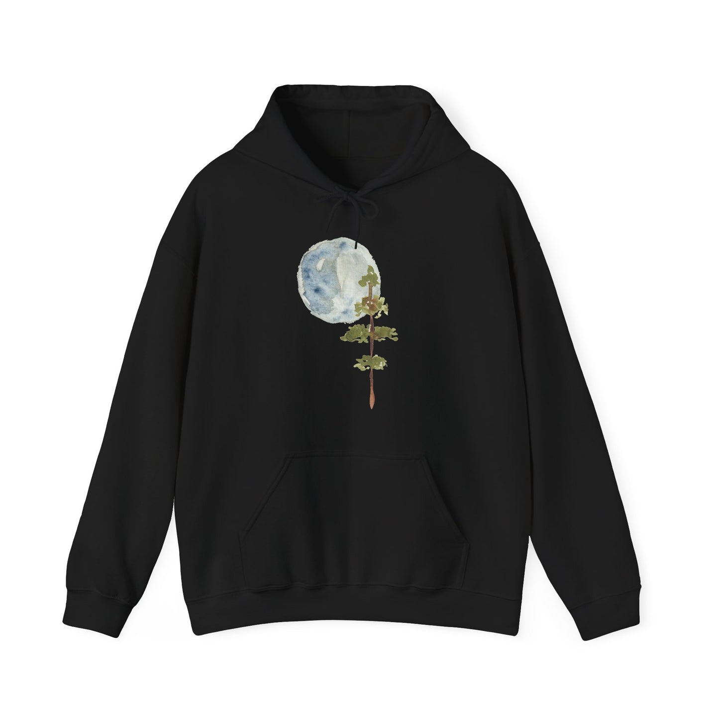 Watercolor Moon and Pine Tree Nature Graphic Unisex Hoodie