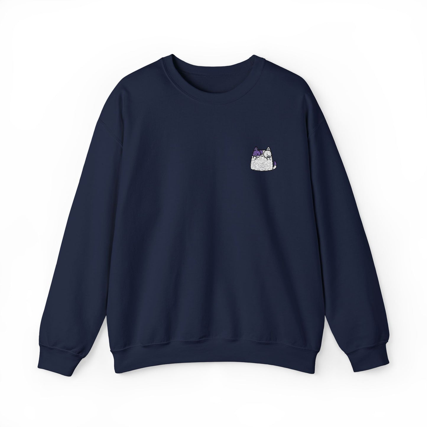 Embroidered Cute Cartoon Kawaii Cat With Glasses Sweatshirt