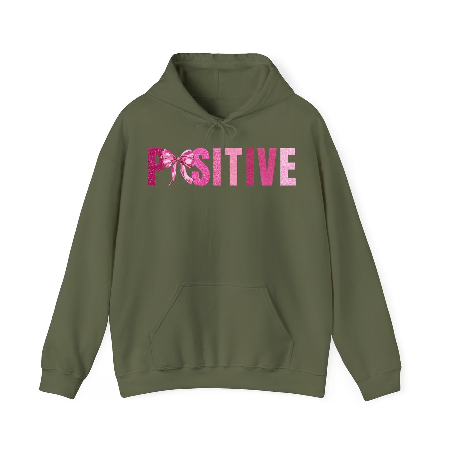 Positive With Coquette Bow Glitter Pink Graphic Hoodie