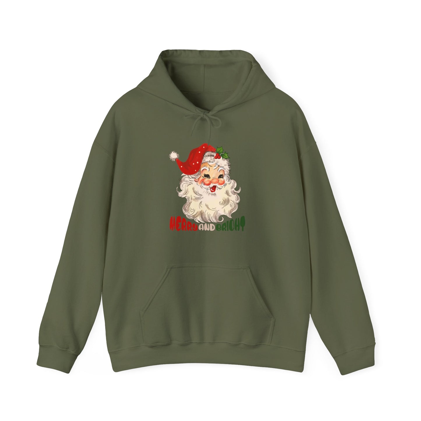 Merry And Bright Cute Santa Vintage Hoodie