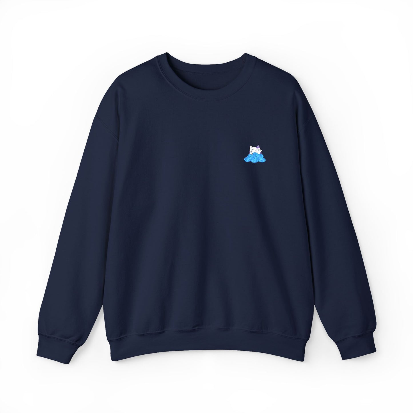 Embroidered Cute Kawaii Cartoon Cat and Cloud Sweatshirt