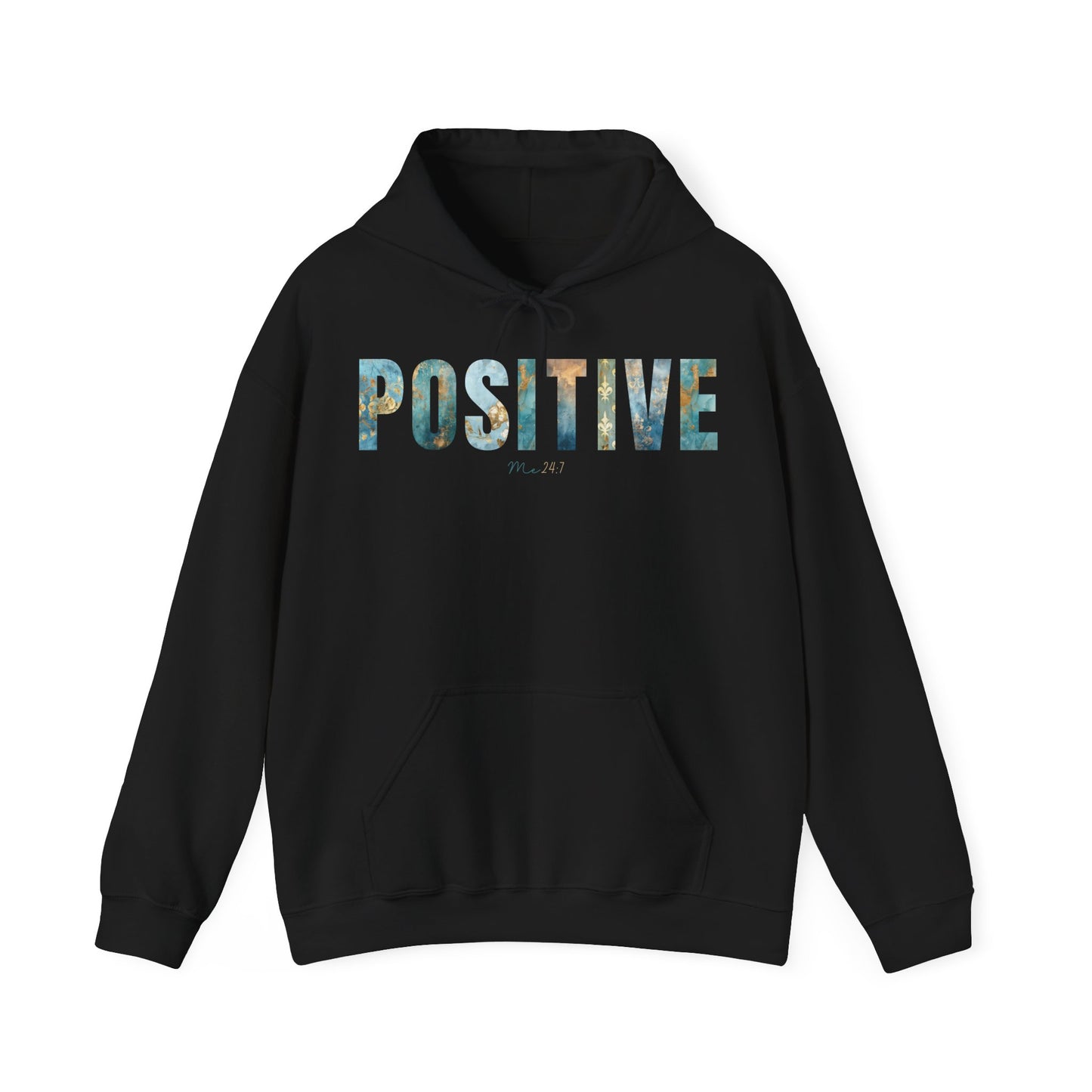 Positive Me 24:7 With Blue Golden Patterns Hoodie
