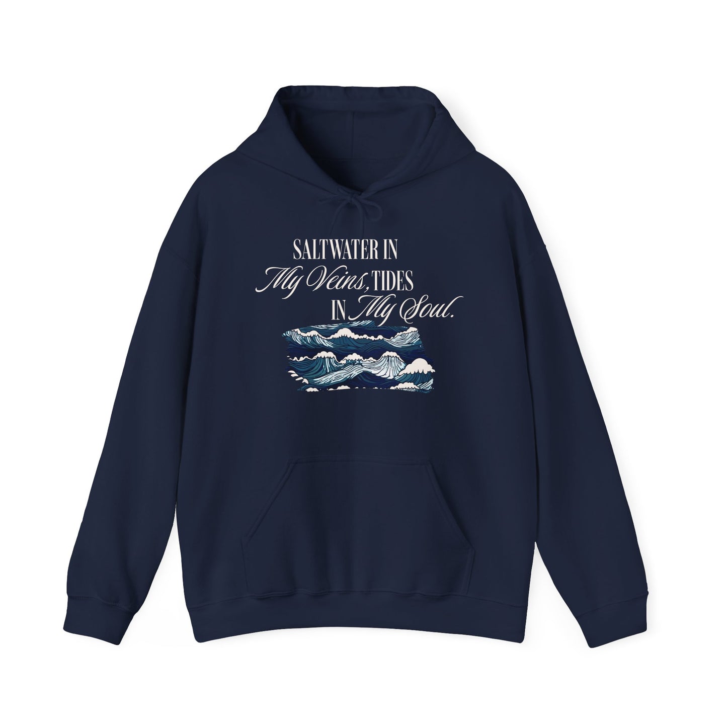 Saltwater In My Veins Tides In My Soul With Ocean Waves Graphic Hoodie