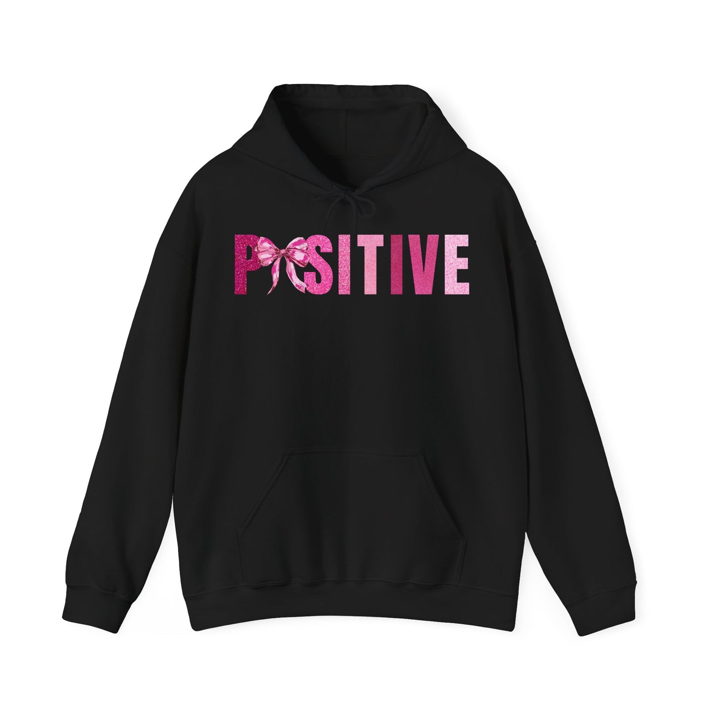 Positive With Coquette Bow Glitter Pink Graphic Hoodie