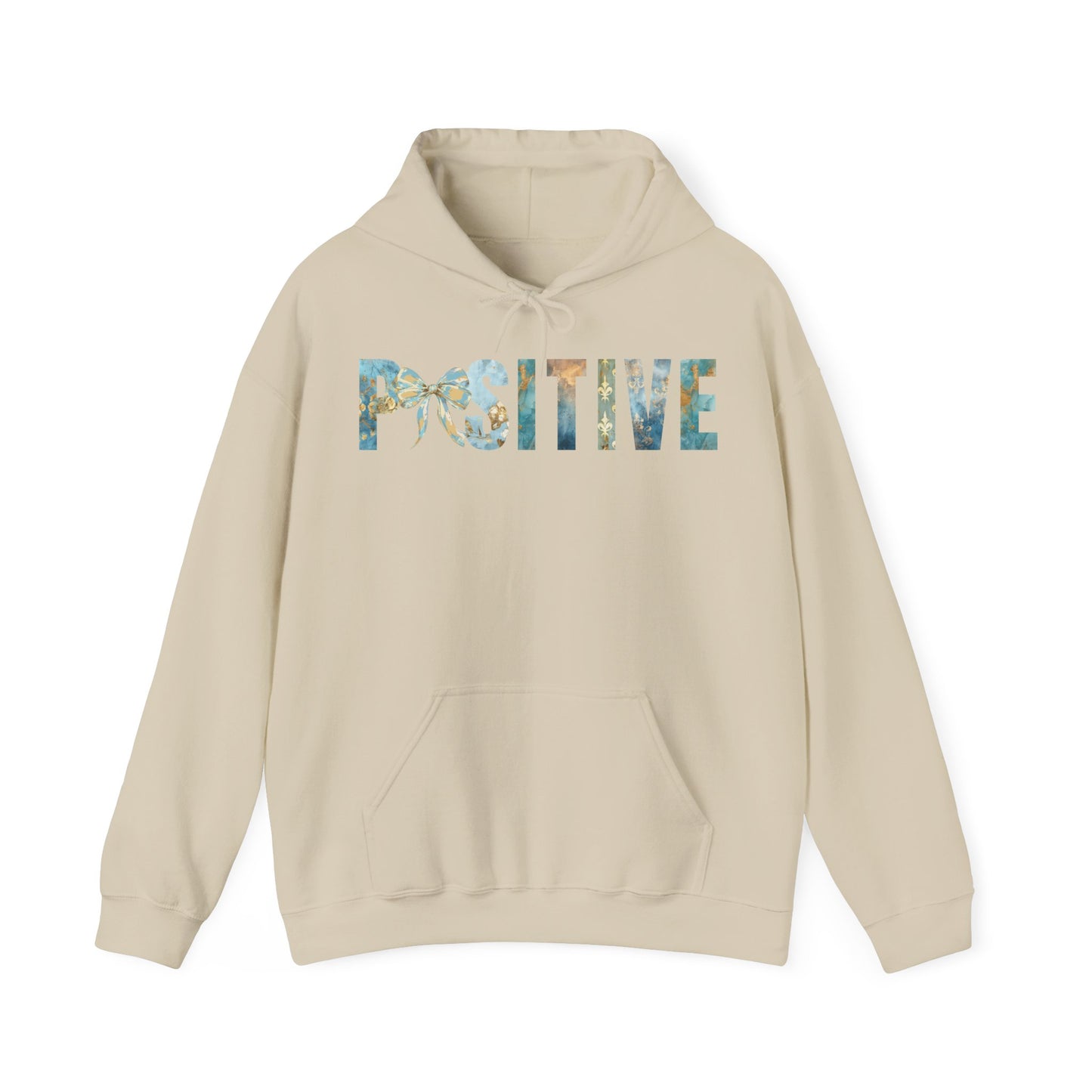 Positive Inspirational Coquette Bow Blue Golden Patterns Hoodie