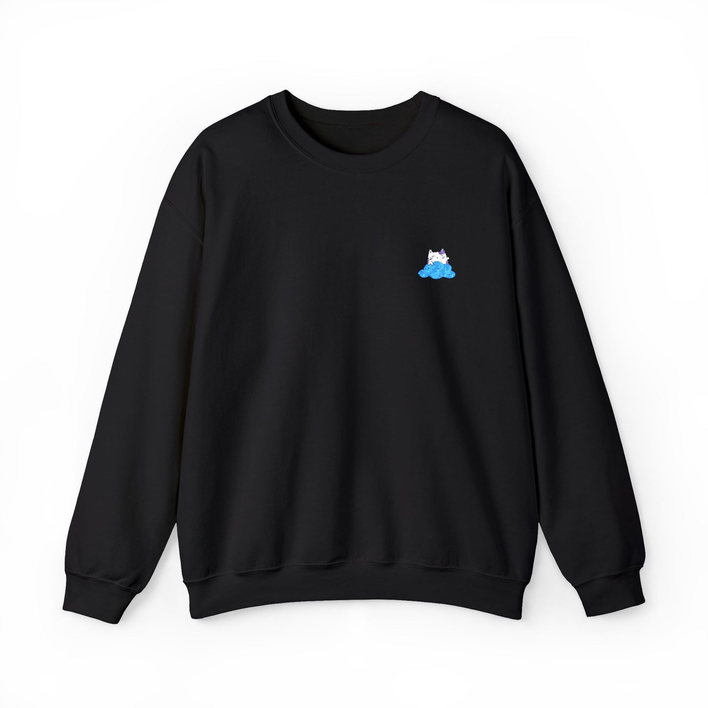Embroidered Cute Kawaii Cartoon Cat and Cloud Sweatshirt