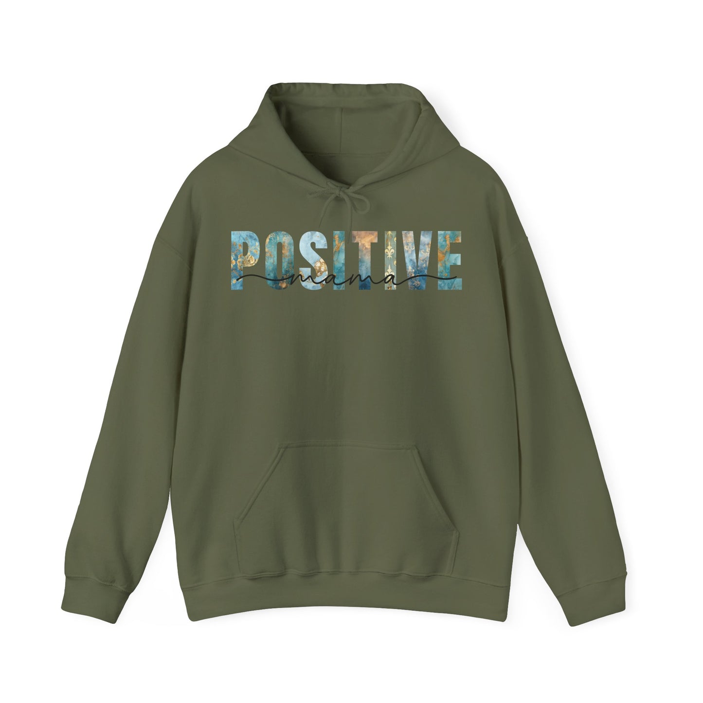 Positive Mama Blue Golden Patterns Hoodie