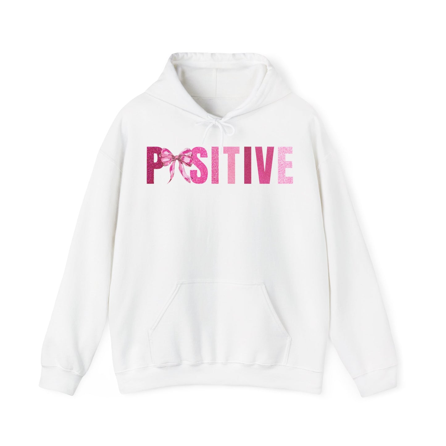 Positive With Coquette Bow Glitter Pink Graphic Hoodie