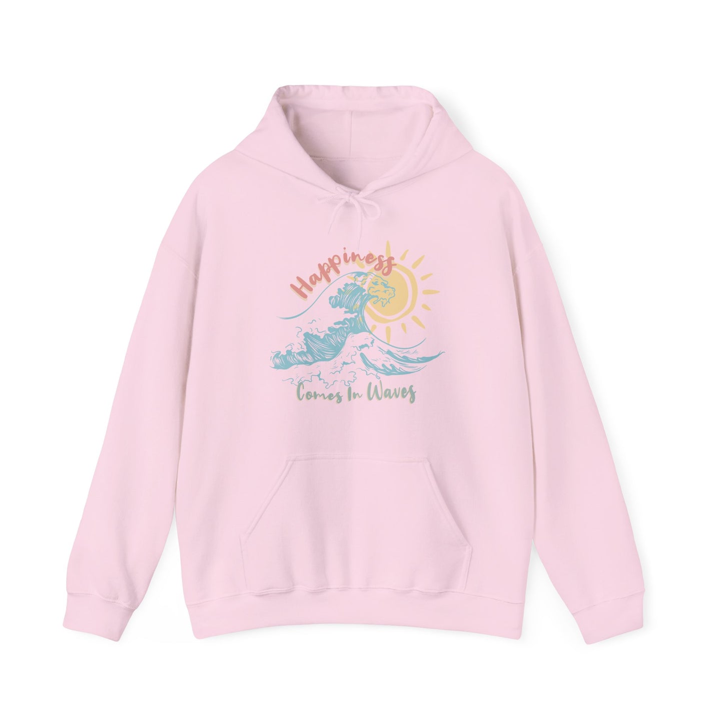 Happiness Comes In Waves Surfing Waves Sun Graphic Hoodie