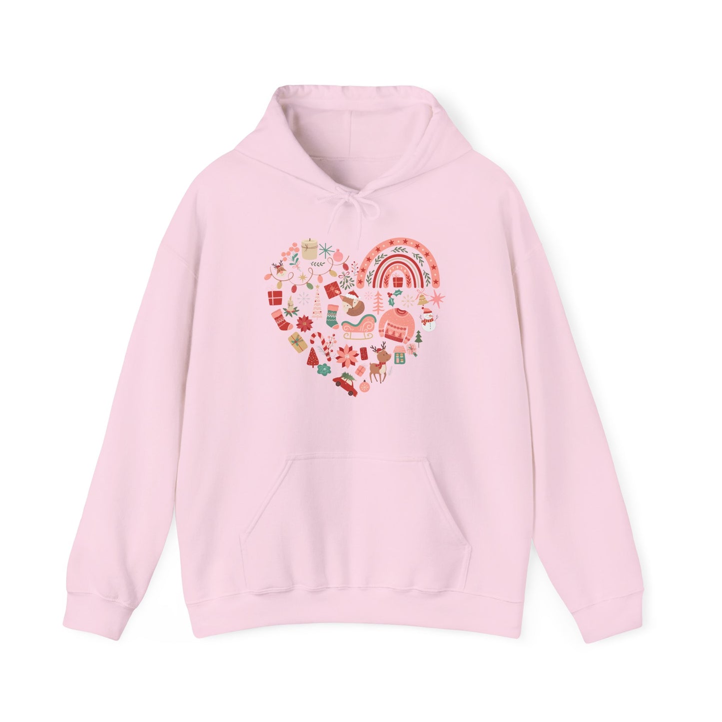 Christmas Graphics Pink Heart Shape Hoodie