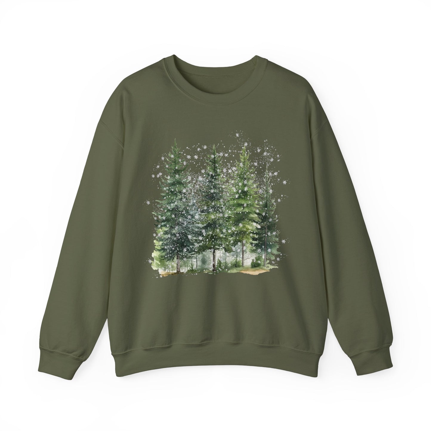 Snowy Pine Trees Graphic Sweatshirt