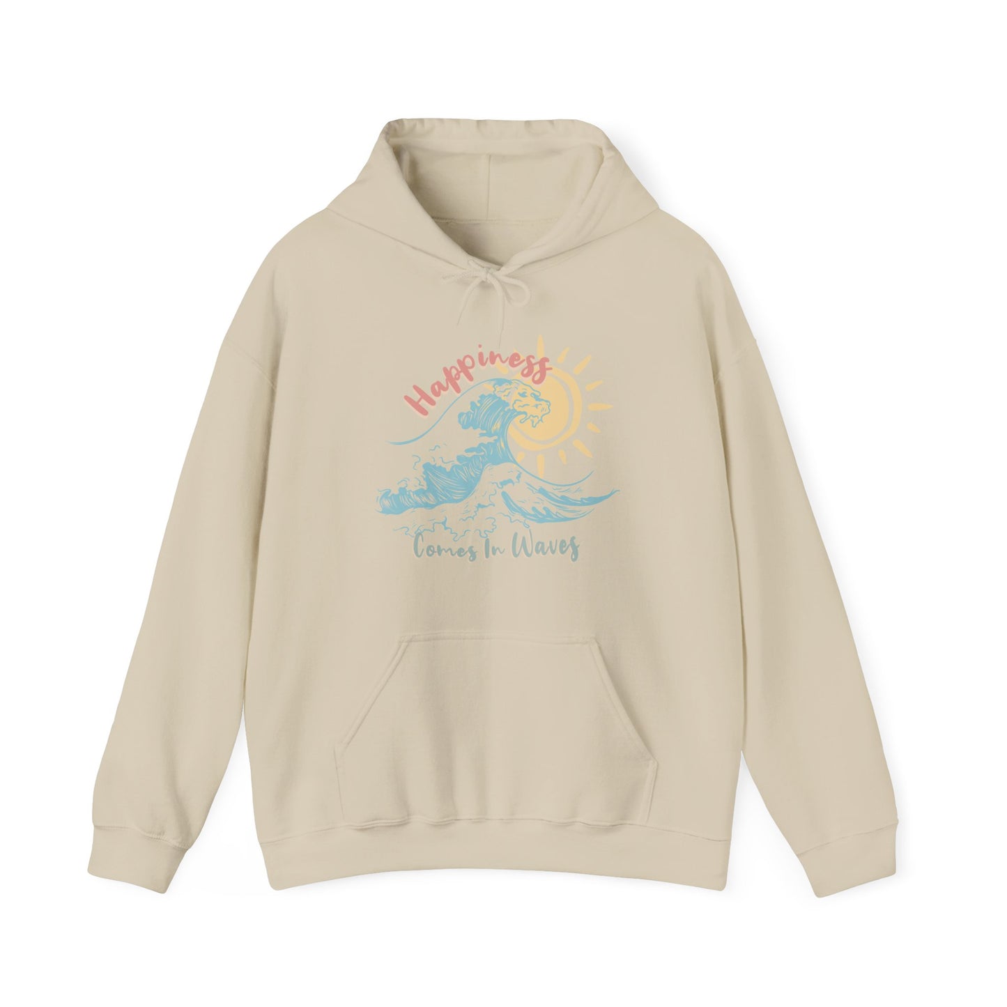 Happiness Comes In Waves Surfing Waves Sun Graphic Hoodie