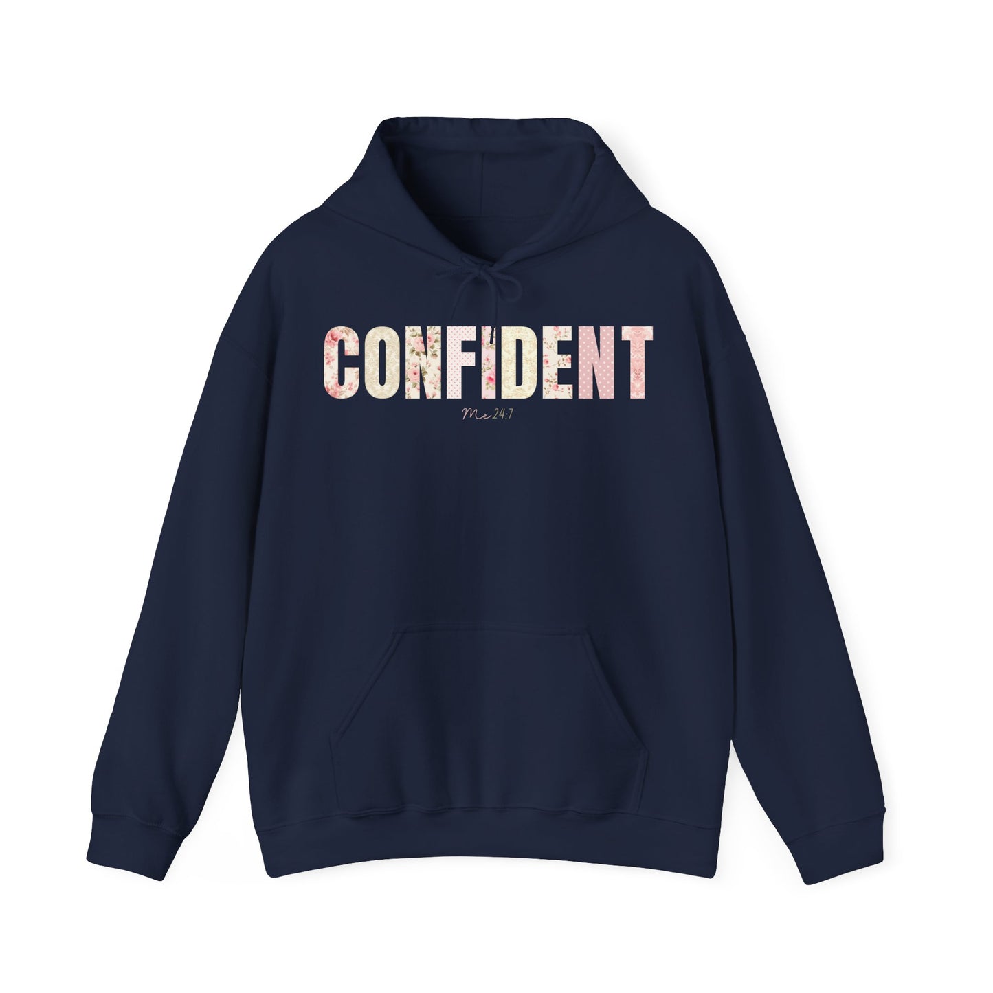 Confident Me 24:7 Pink Floral Patterns Hoodie