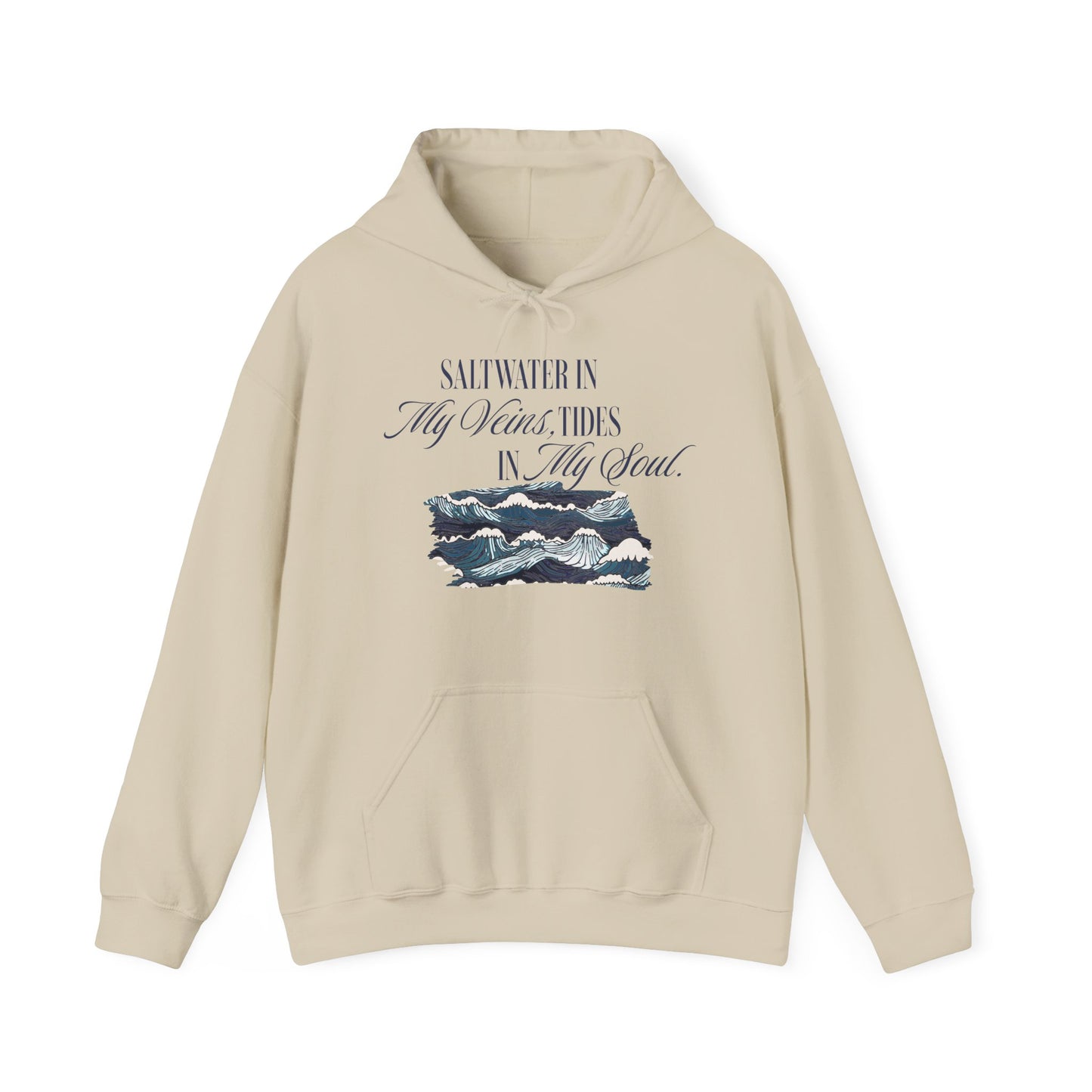 Saltwater In My Veins Tides In My Soul With Ocean Waves Graphic Hoodie