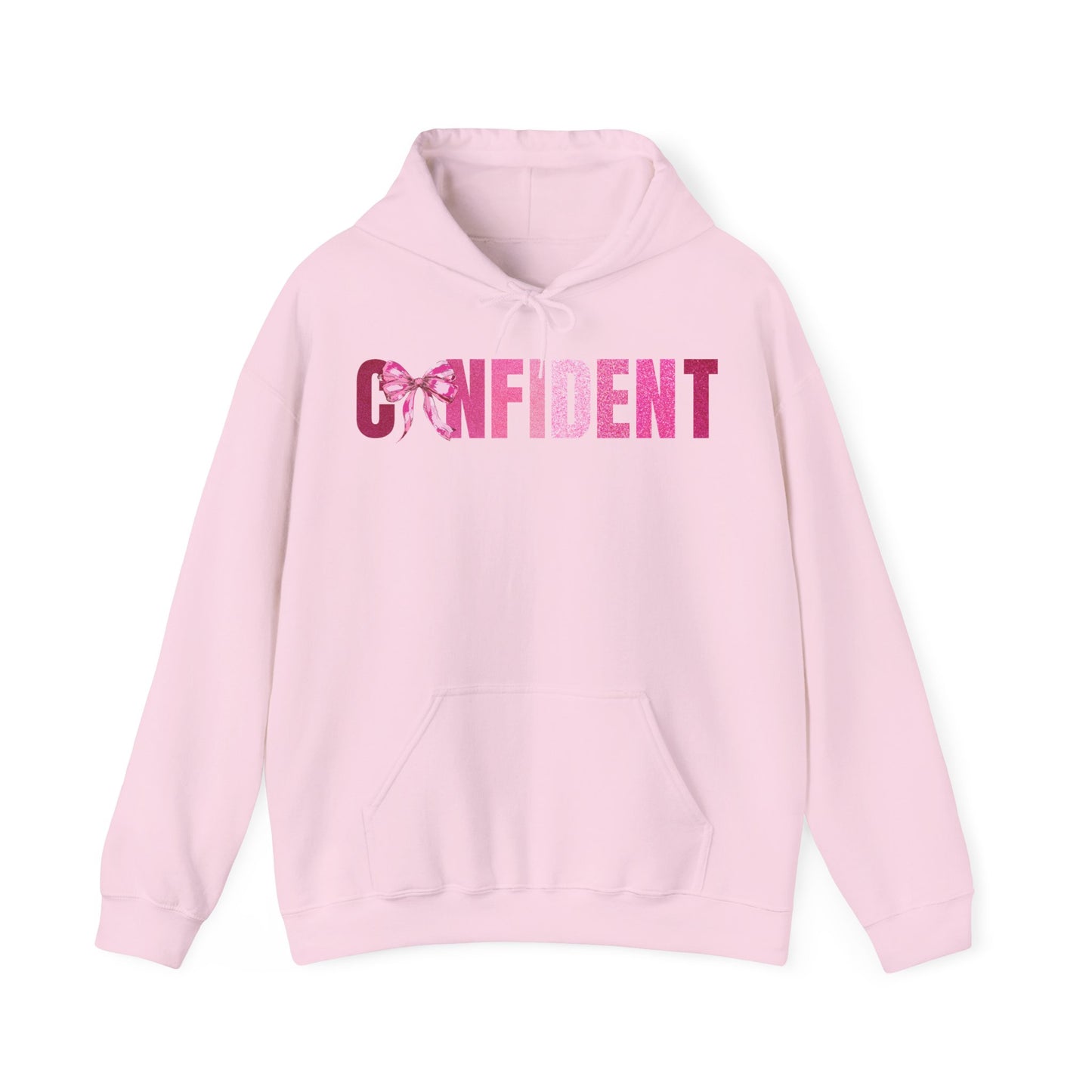 Confident Glitter Pink Coquette Bow Hoodie