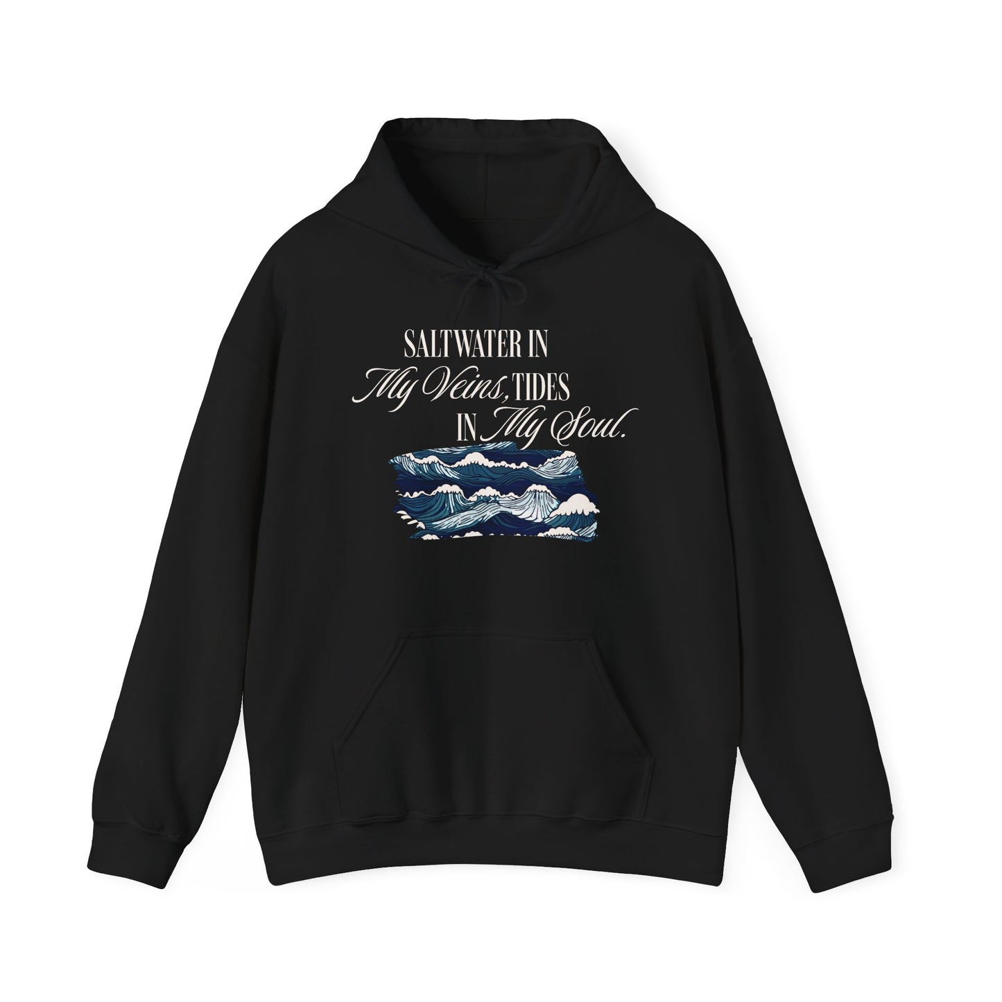 Saltwater In My Veins Tides In My Soul With Ocean Waves Graphic Hoodie