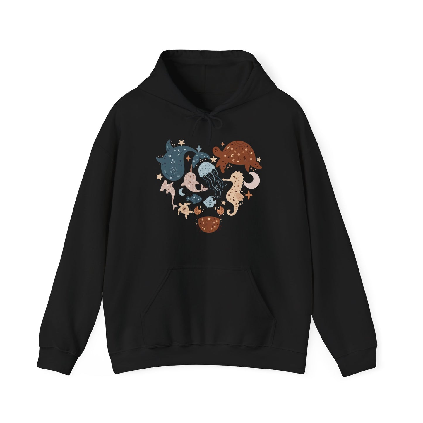 Celestial Sea Animals In Heart Shape Hoodie