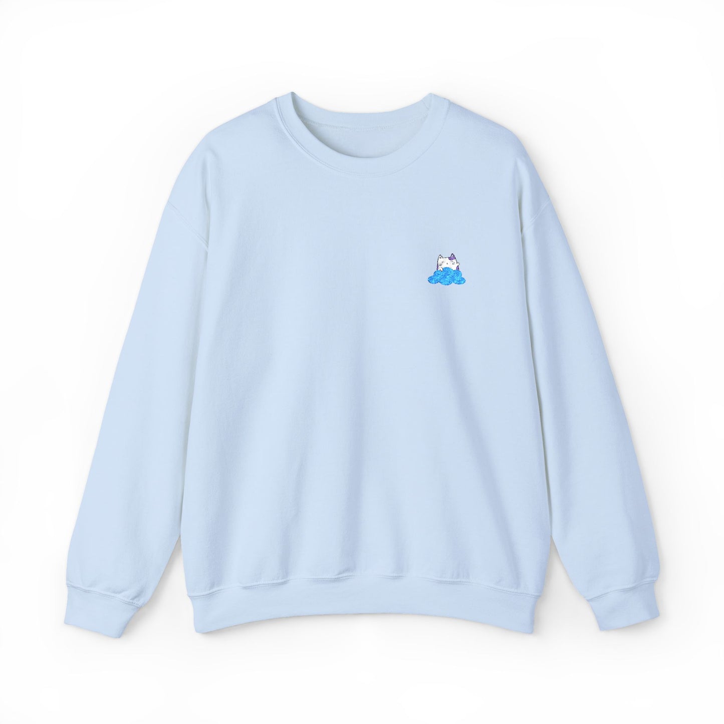 Embroidered Cute Kawaii Cartoon Cat and Cloud Sweatshirt