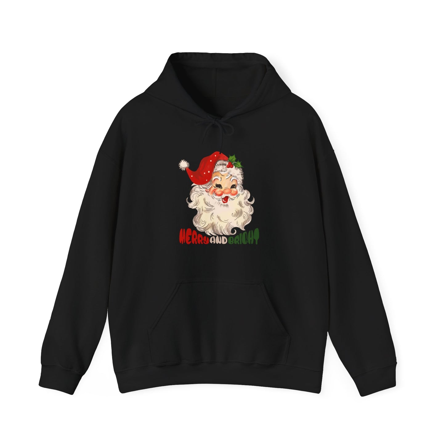 Merry And Bright Cute Santa Vintage Hoodie