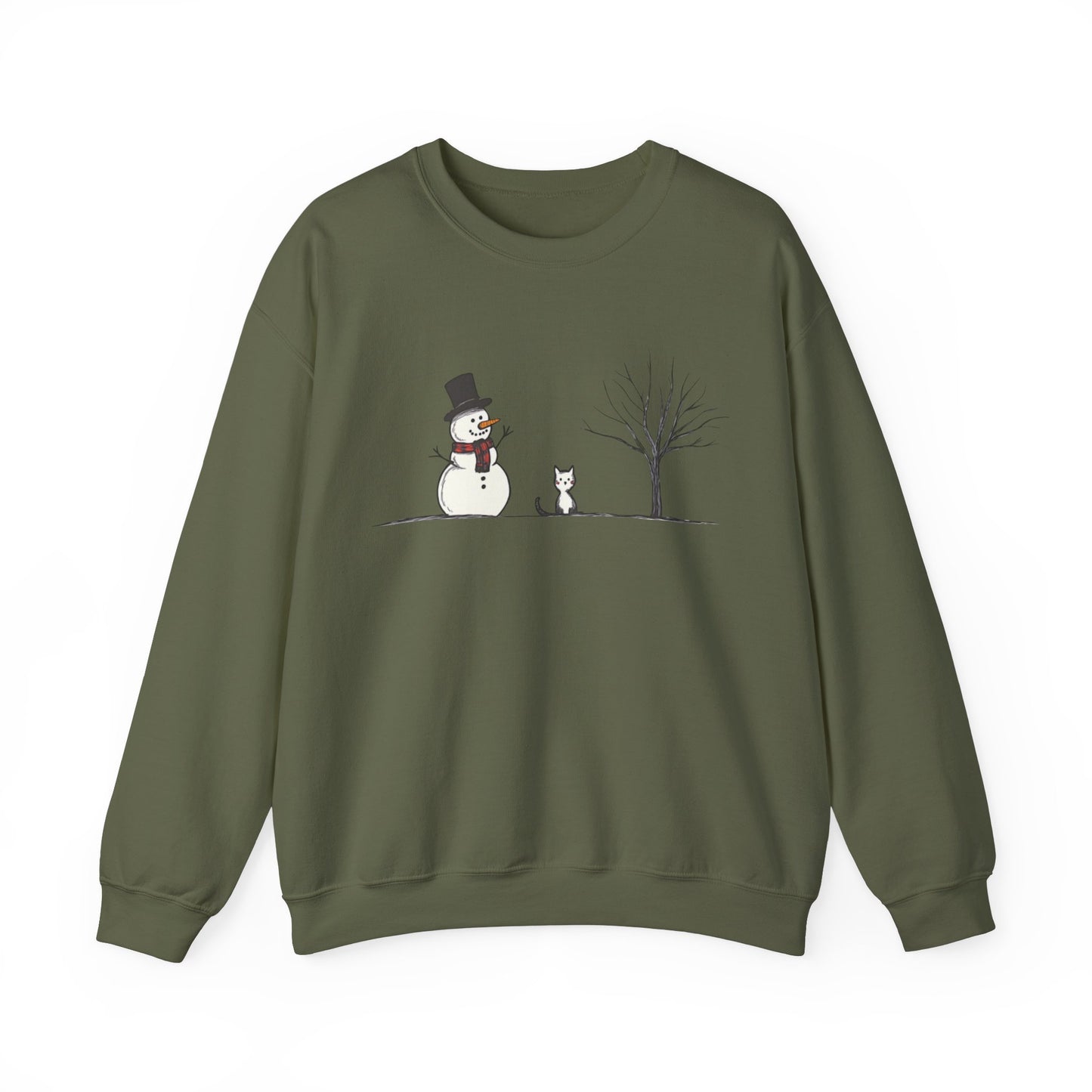 Snowman Tree And Cat Sweatshirt
