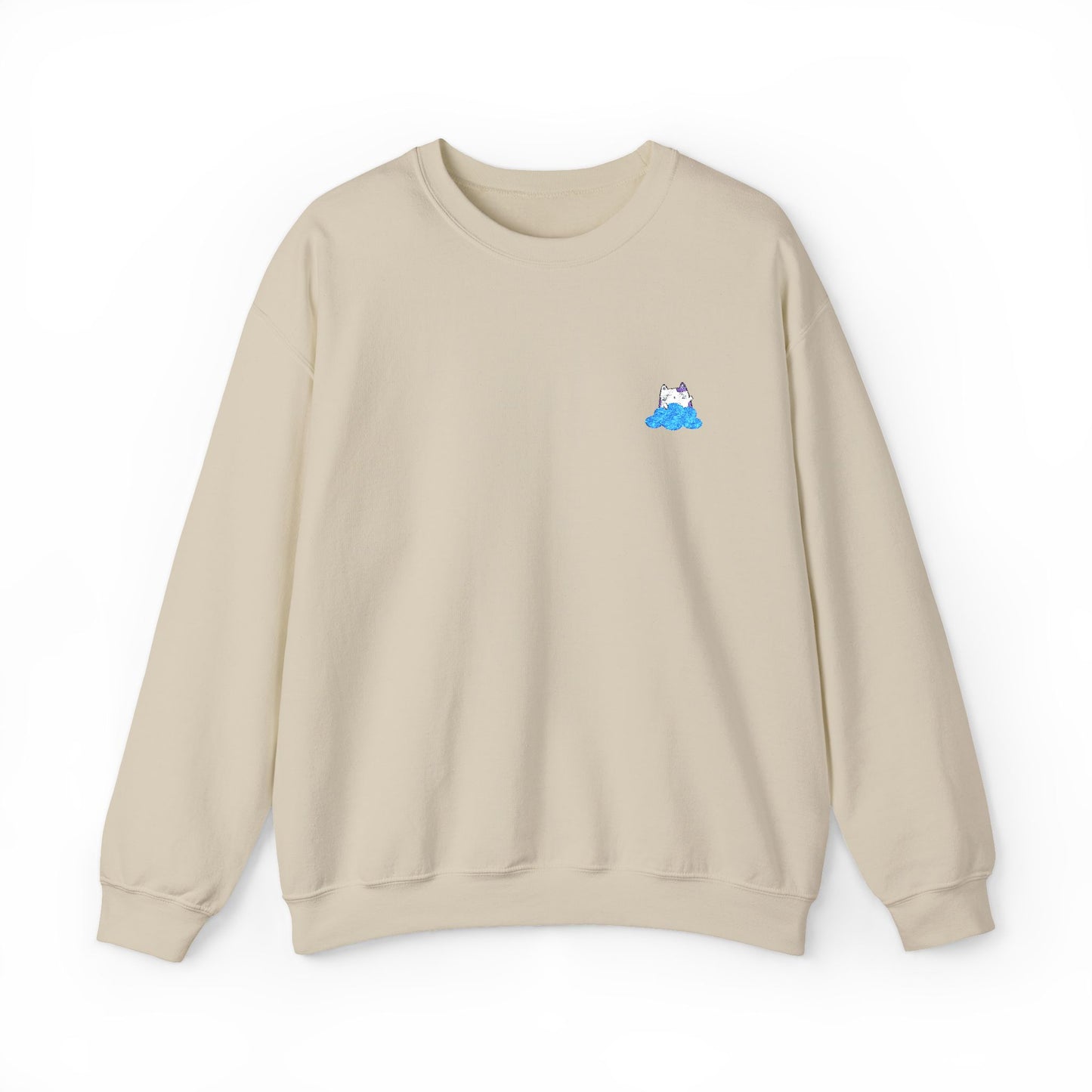 Embroidered Cute Kawaii Cartoon Cat and Cloud Sweatshirt