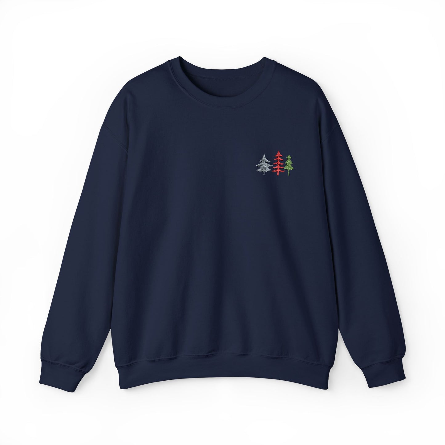 Embroidered Minimalist Christmas Trees Sweatshirt