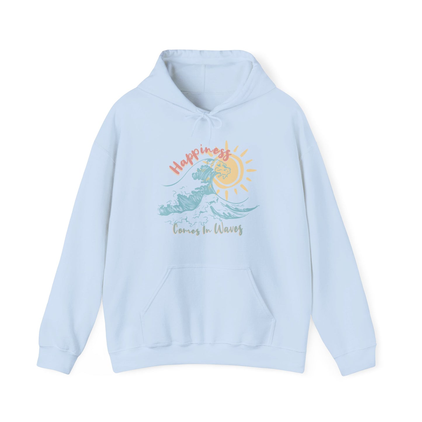 Happiness Comes In Waves Surfing Waves Sun Graphic Hoodie