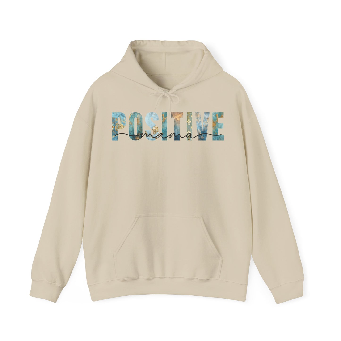 Positive Mama Blue Golden Patterns Hoodie