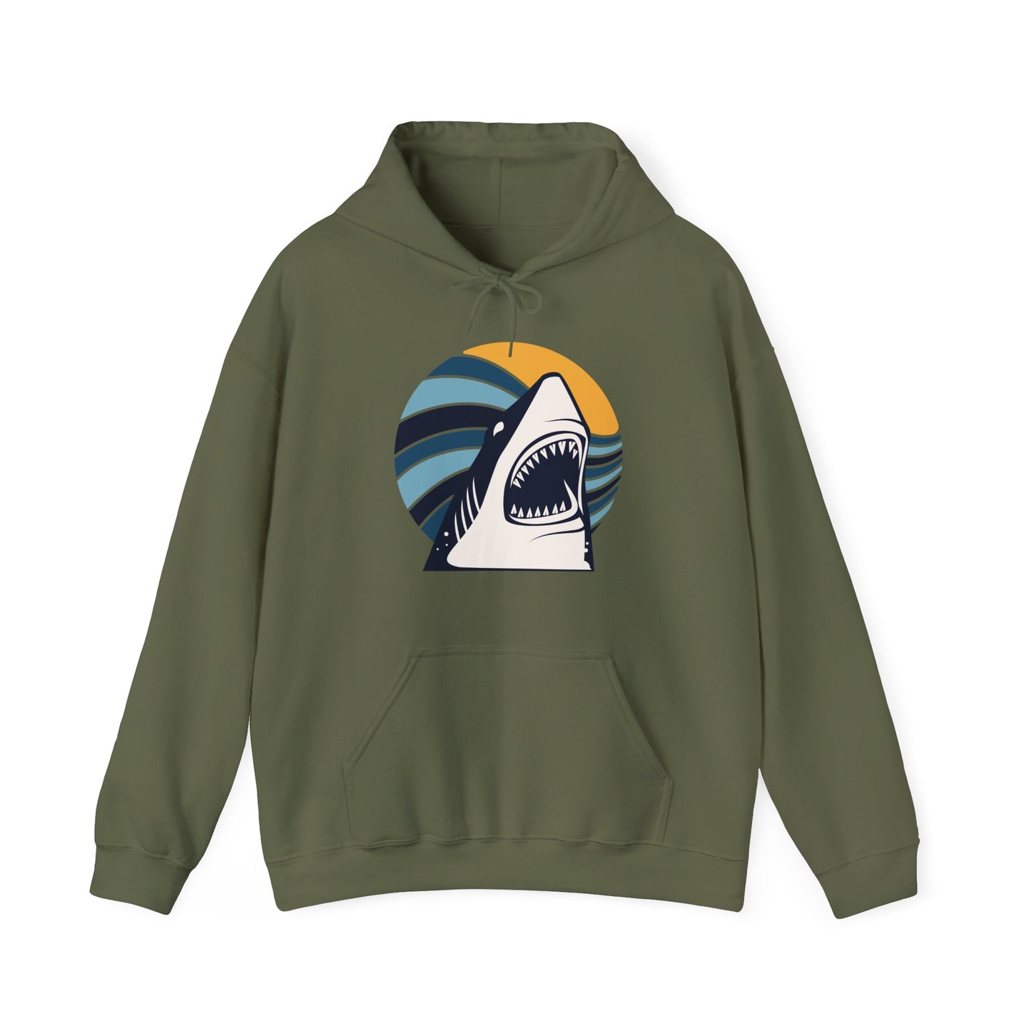 Shark and Waves With Sunset Graphic Hoodie