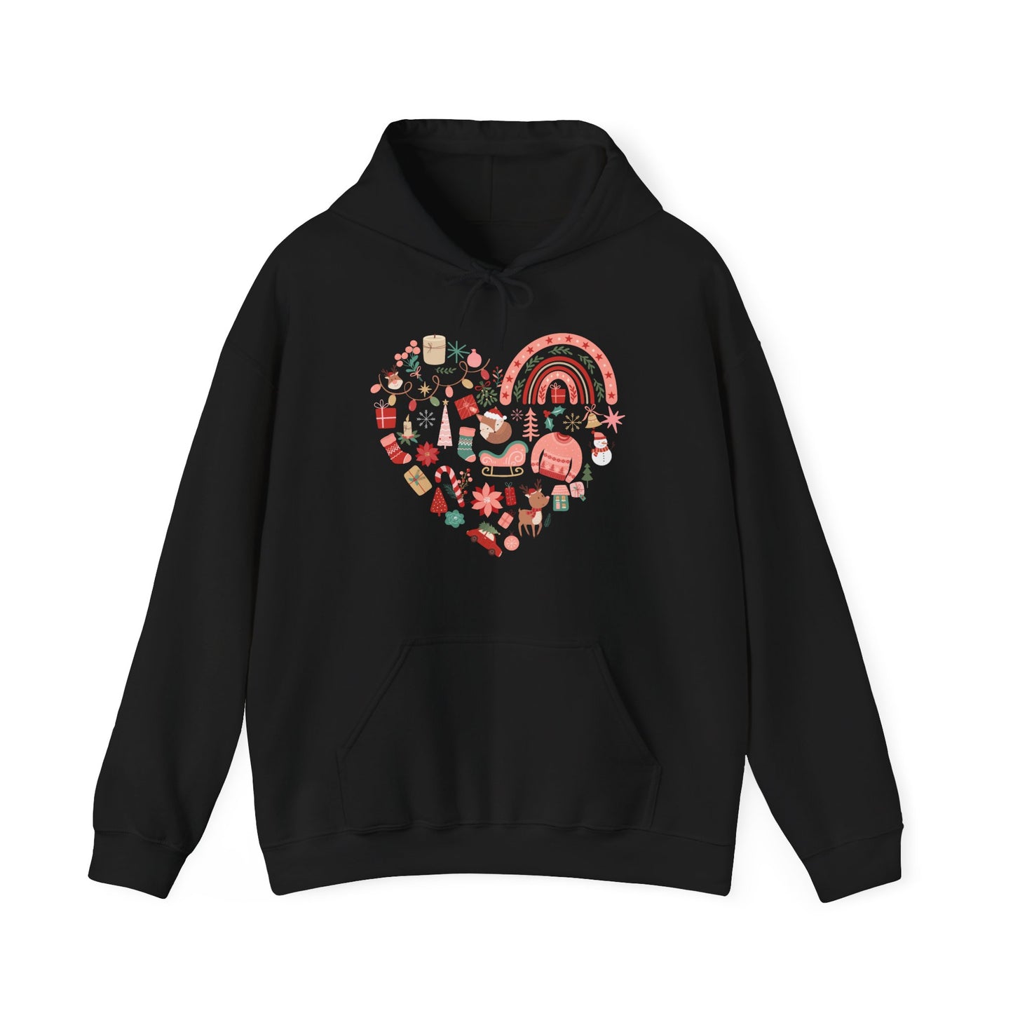 Christmas Graphics Pink Heart Shape Hoodie