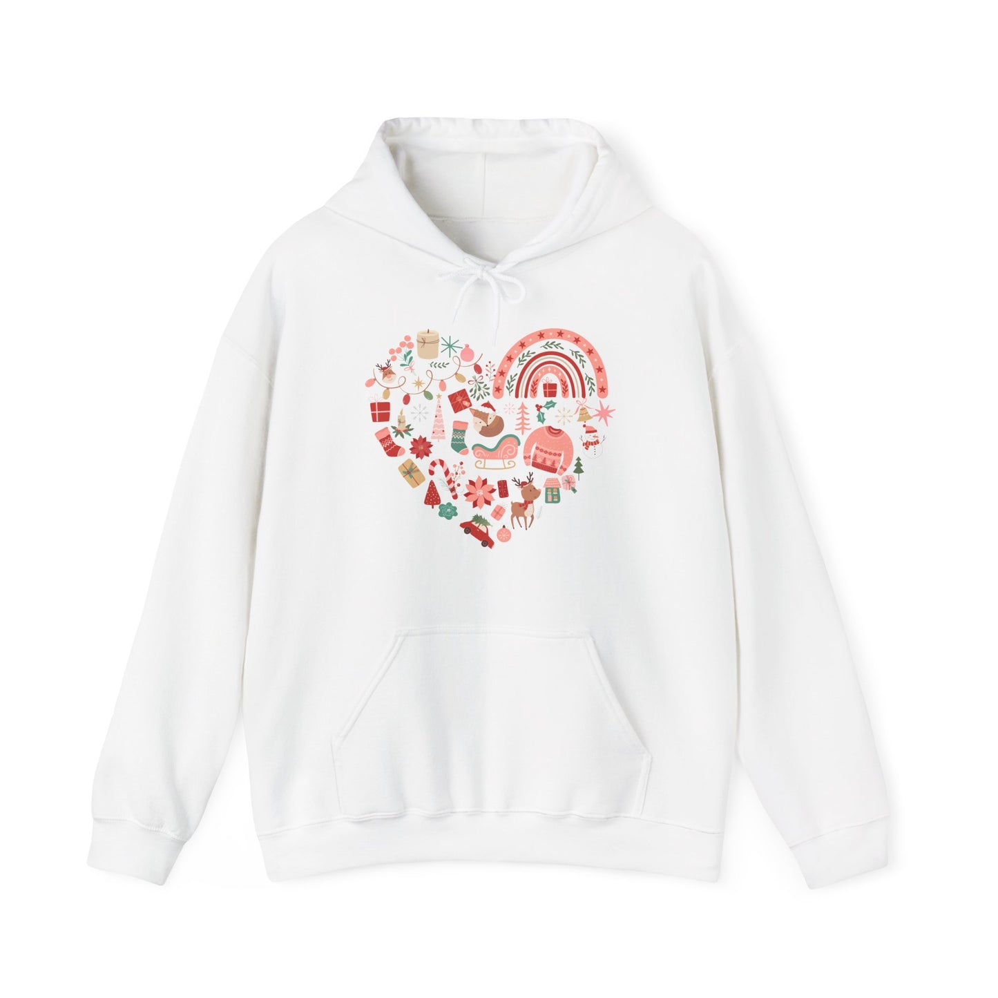Christmas Graphics Pink Heart Shape Hoodie