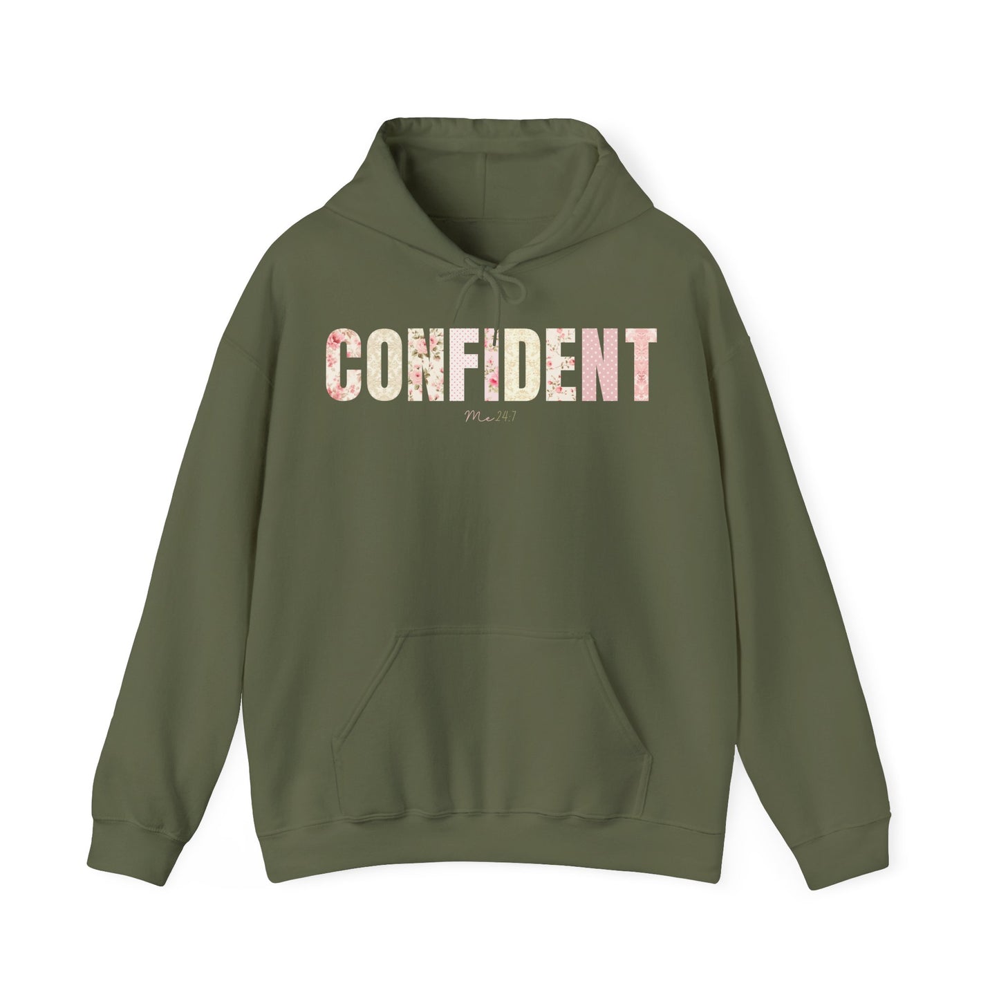 Confident Me 24:7 Pink Floral Patterns Hoodie