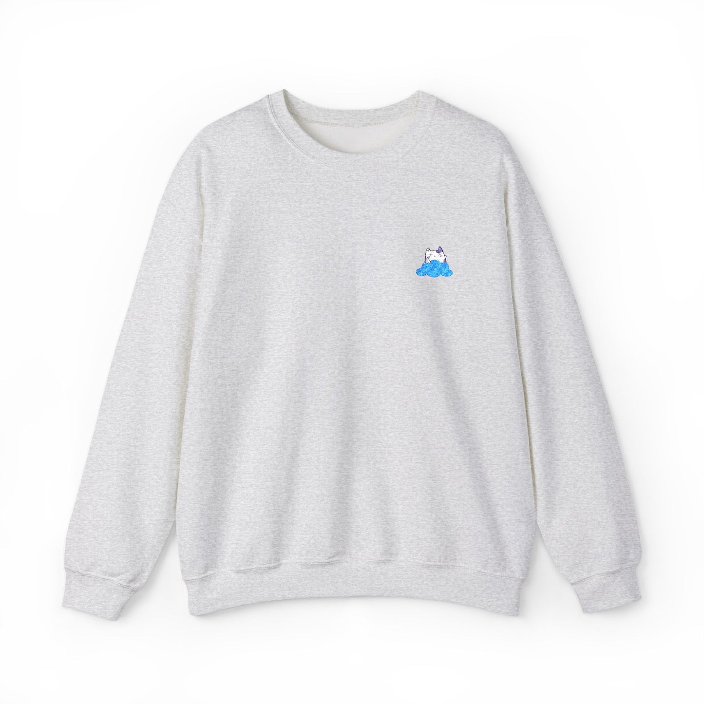 Embroidered Cute Kawaii Cartoon Cat and Cloud Sweatshirt