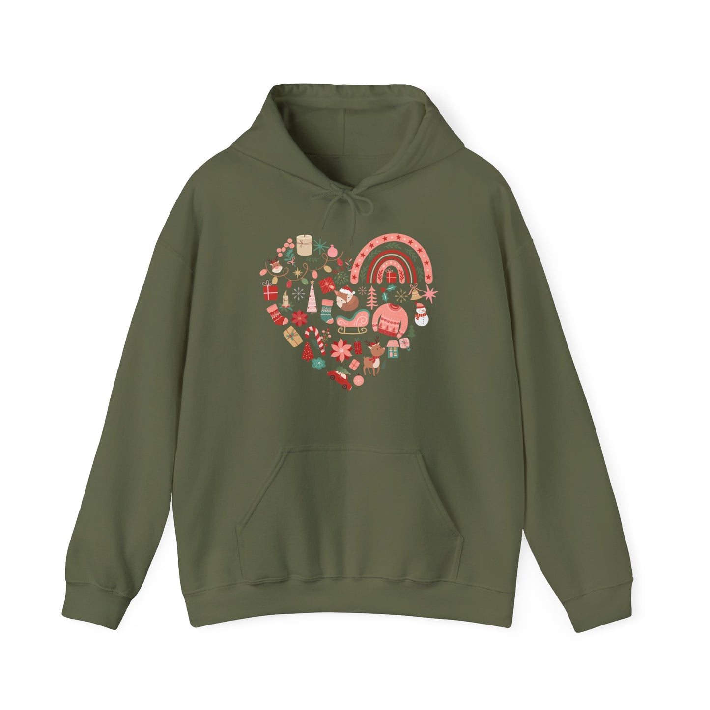 Christmas Graphics Pink Heart Shape Hoodie