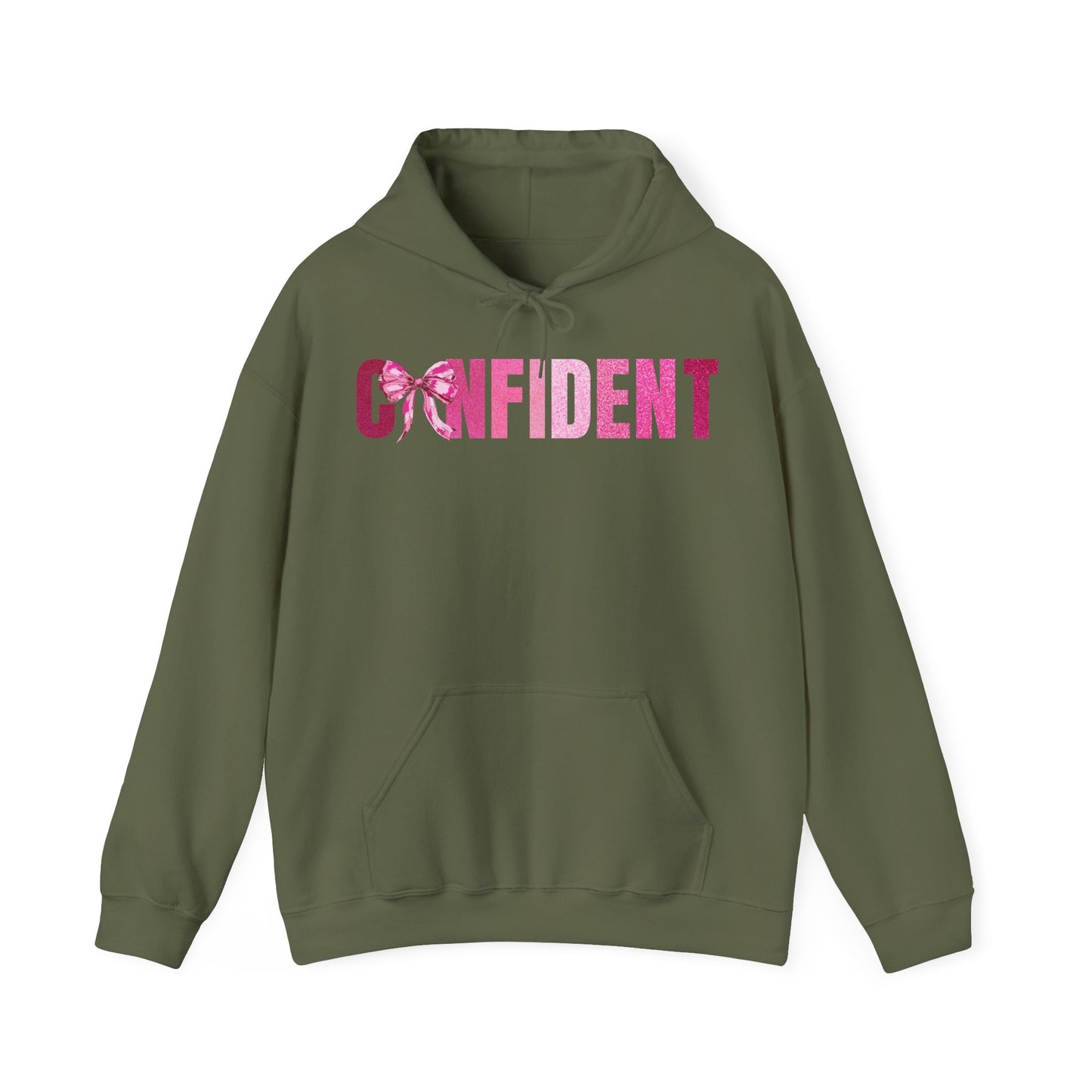 Confident Glitter Pink Coquette Bow Hoodie