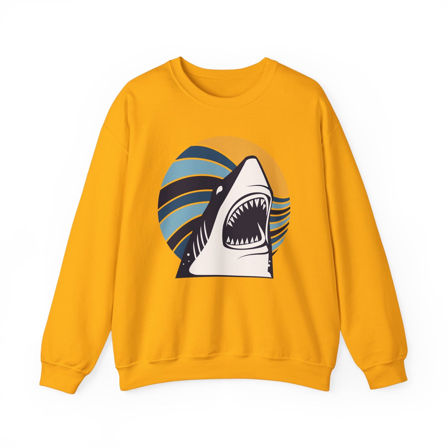 Shark Graphic and Ocean Waves With Sunset Sweatshirt