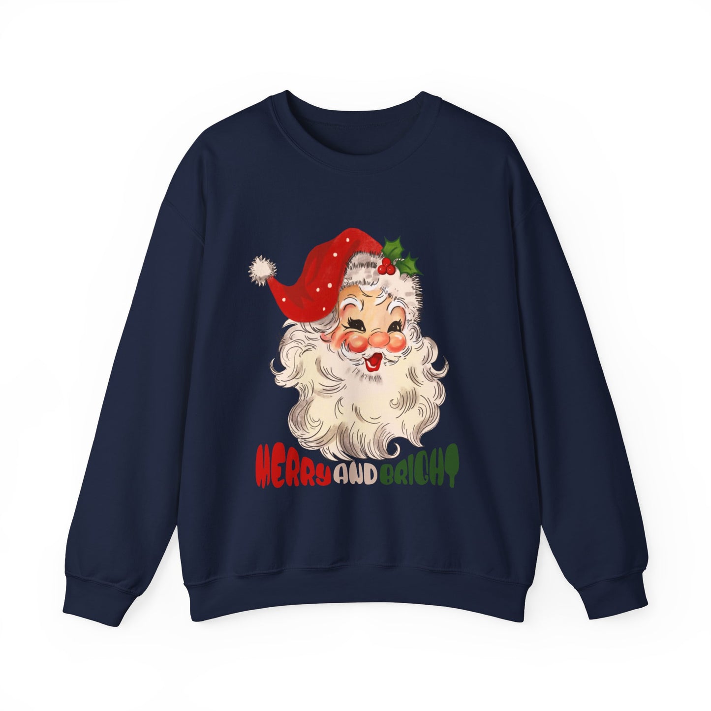 Merry And Bright Cute Santa Sweatshirt