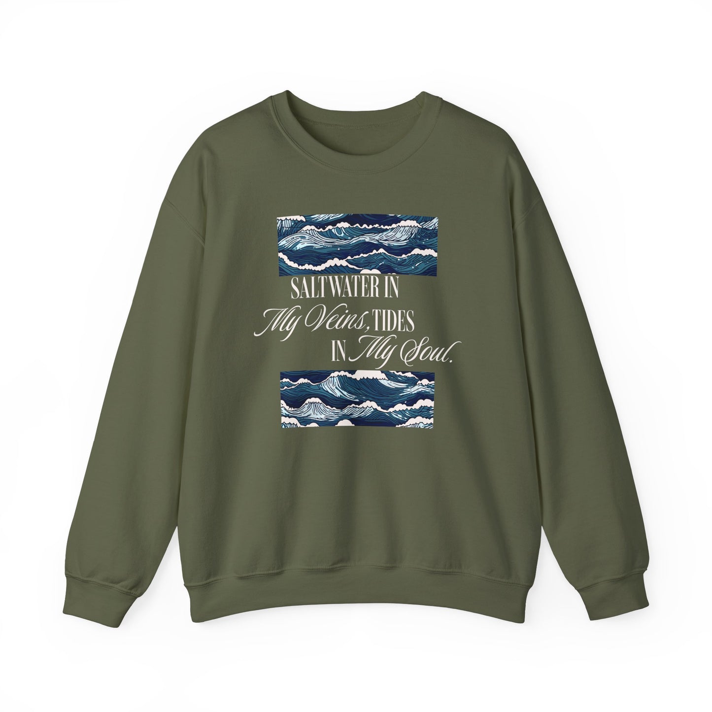 Saltwater In My Veins Tides In My Soul Ocean Waves Graphic Sweatshirt