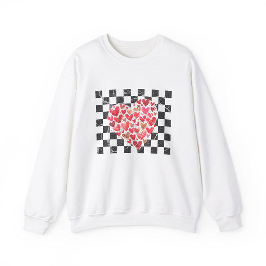 Retro Checkered Heart Sweatshirt