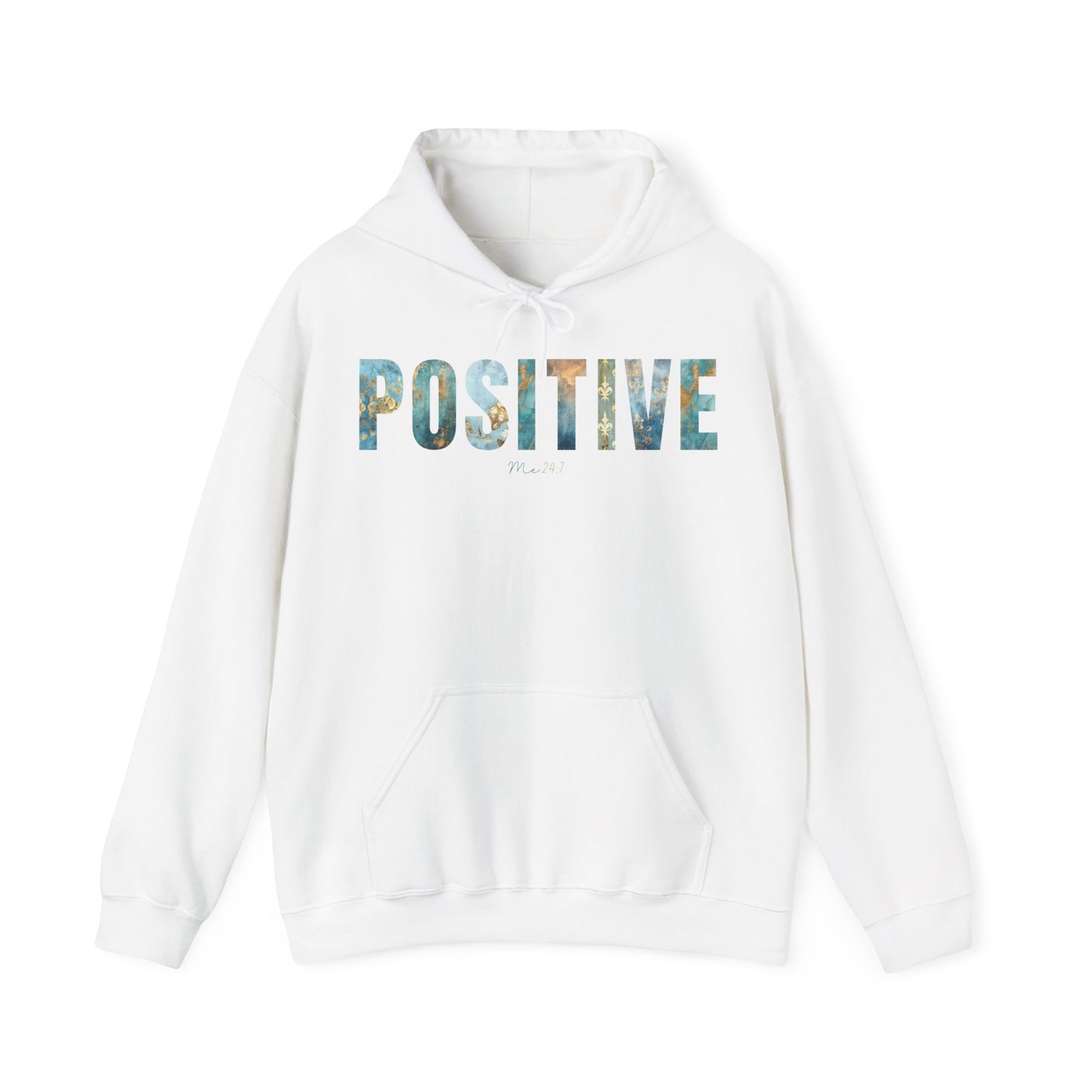 Positive Me 24:7 With Blue Golden Patterns Hoodie
