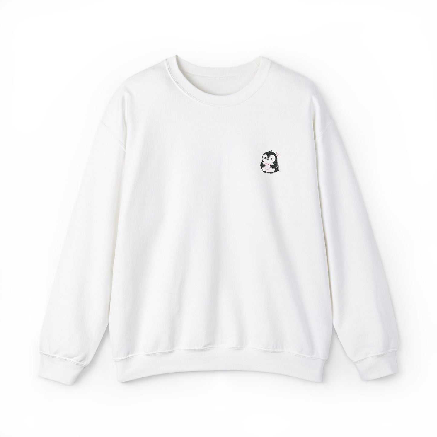 Embroidered Penguin Heart Sweatshirt